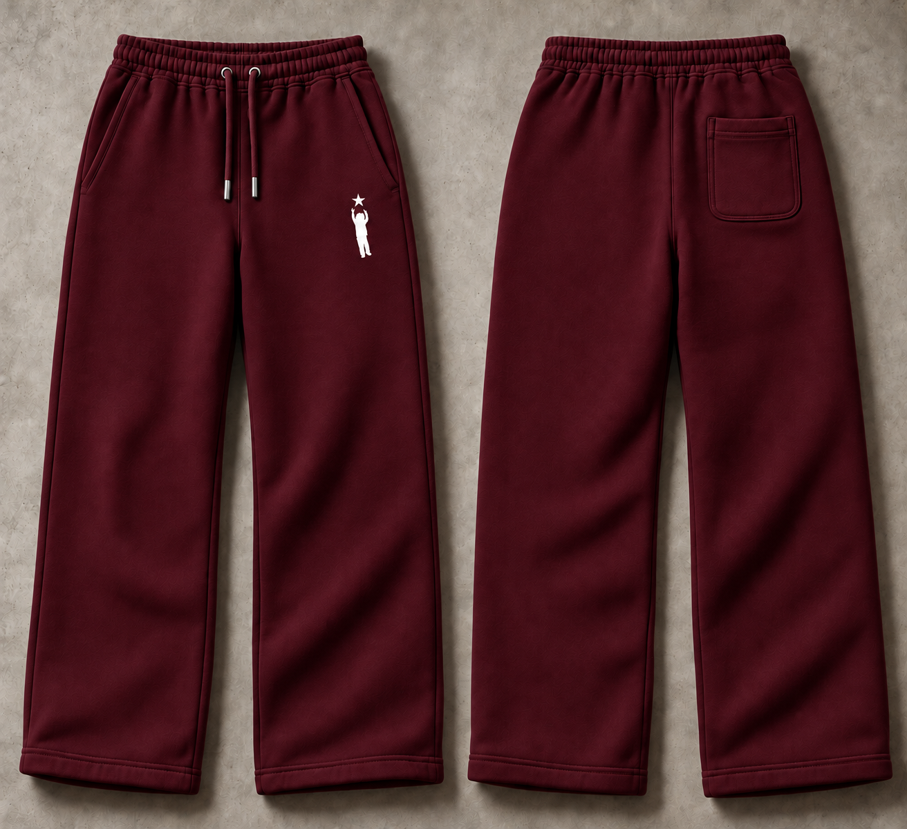 Pants Design 1 — Burgundy full-resolution design mockup