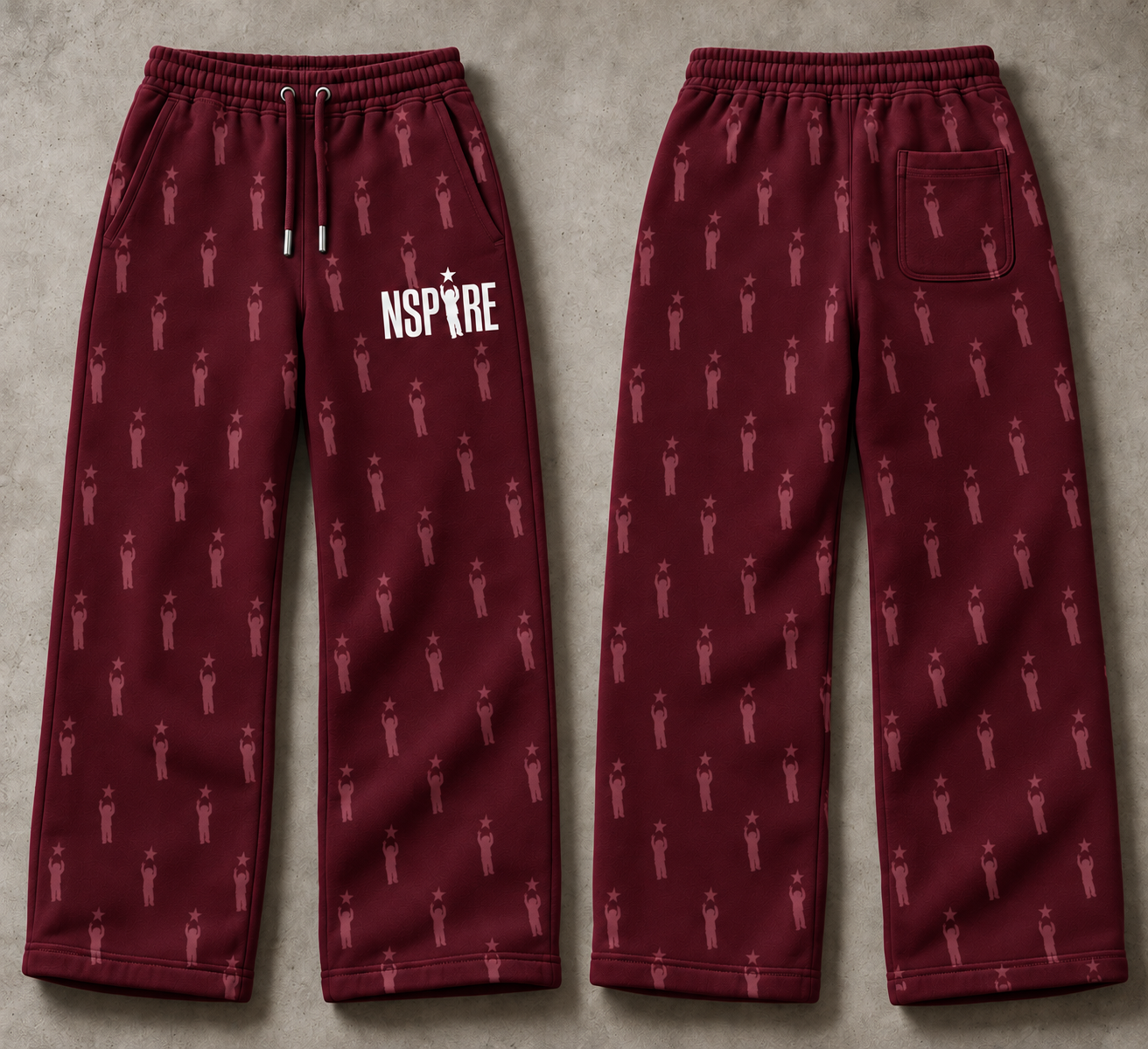 Pants Design 2 — Burgundy full-resolution design mockup
