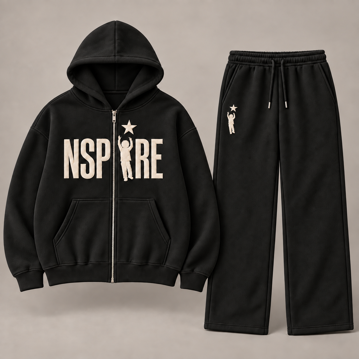 Matching Set 1 — Black full-resolution design mockup