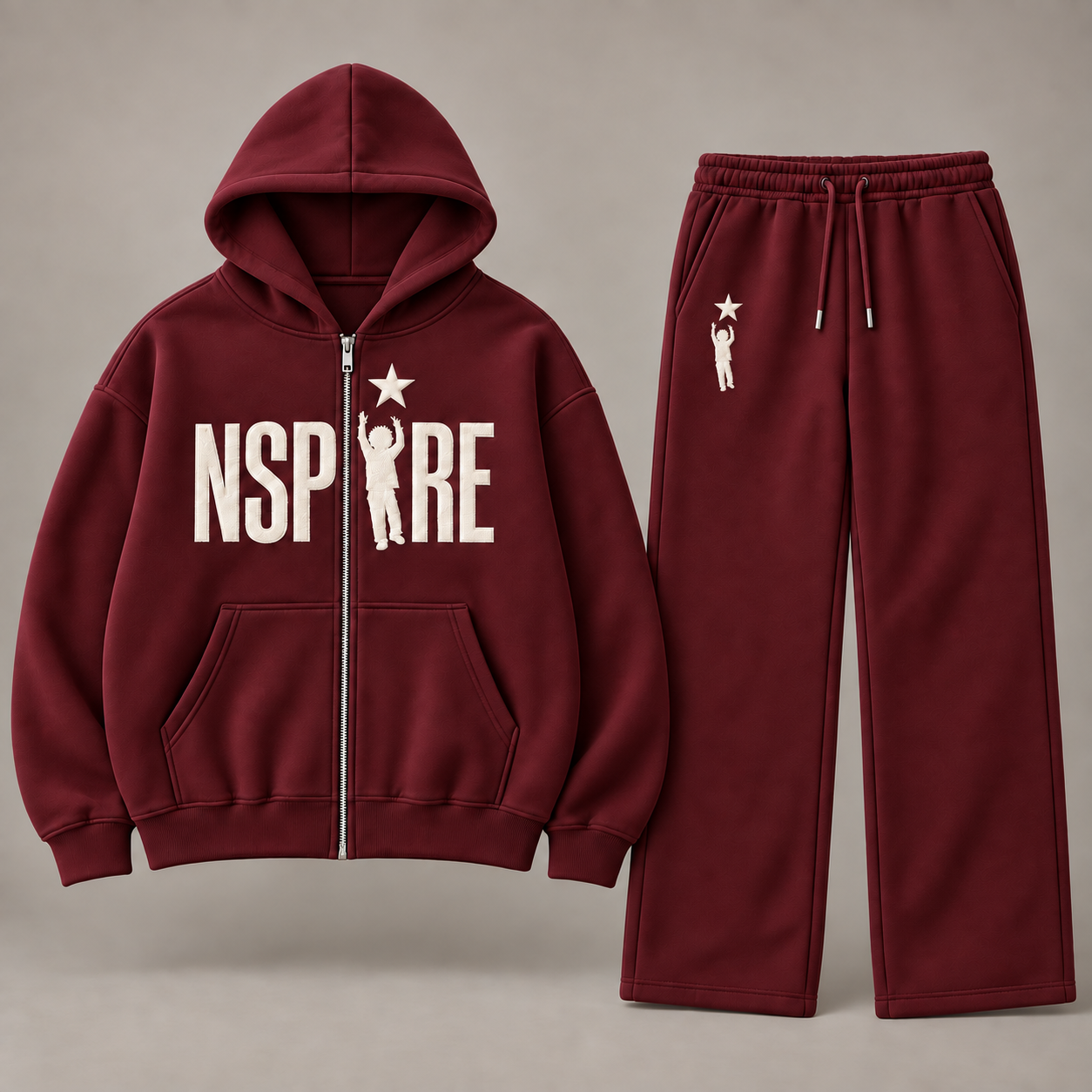 Matching Set 1 — Burgundy full-resolution design mockup