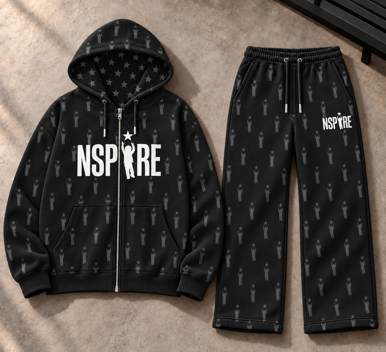 Matching Set 2 — Black full-resolution design mockup