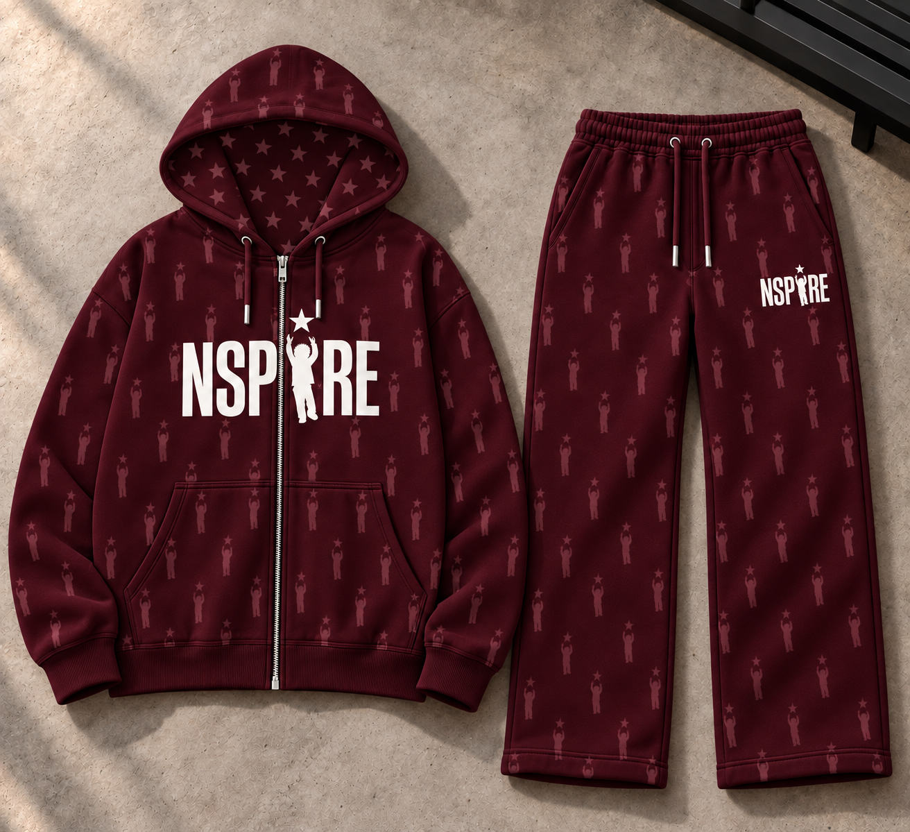 Matching Set 2 — Burgundy full-resolution design mockup