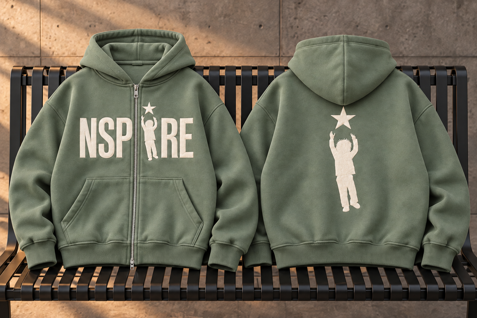 Hoodie Style 1 — Sage full-resolution design mockup