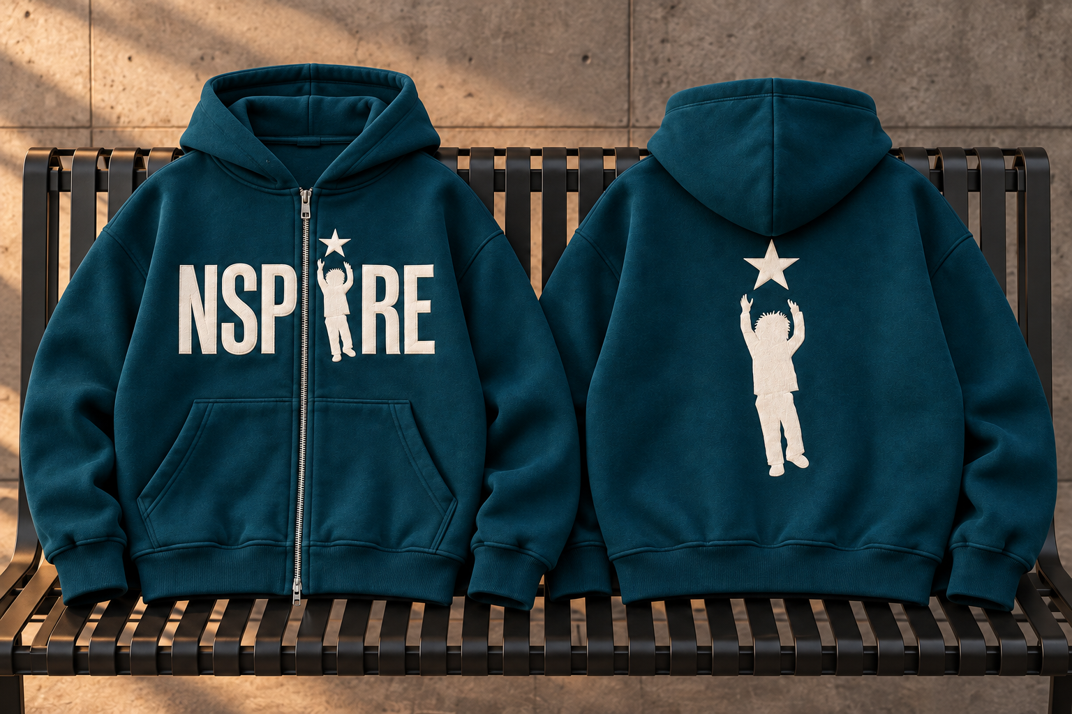 Hoodie Style 1 — Deep teal full-resolution design mockup