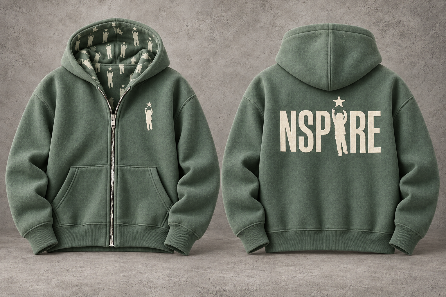 Hoodie Style 2 — Sage full-resolution design mockup