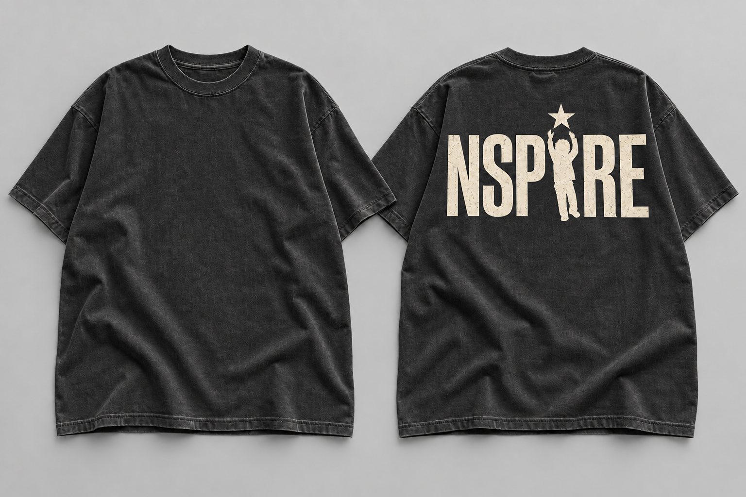 Signature Back Tee — Washed black full-resolution design mockup