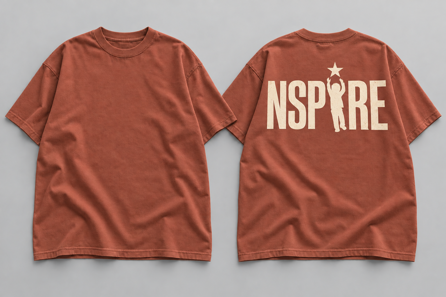 Signature Back Tee — Muted rust full-resolution design mockup