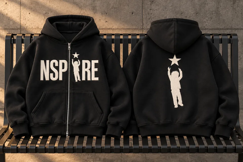 Hoodie Style 1 — Black — Black design mockup
