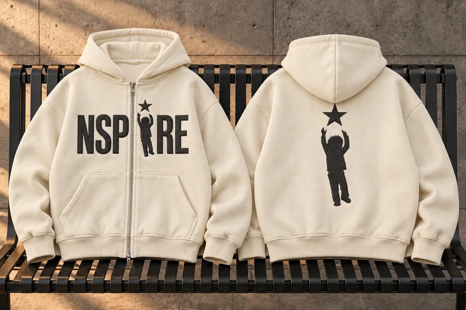 Hoodie Style 1 — Cream / bone — Cream / bone design mockup