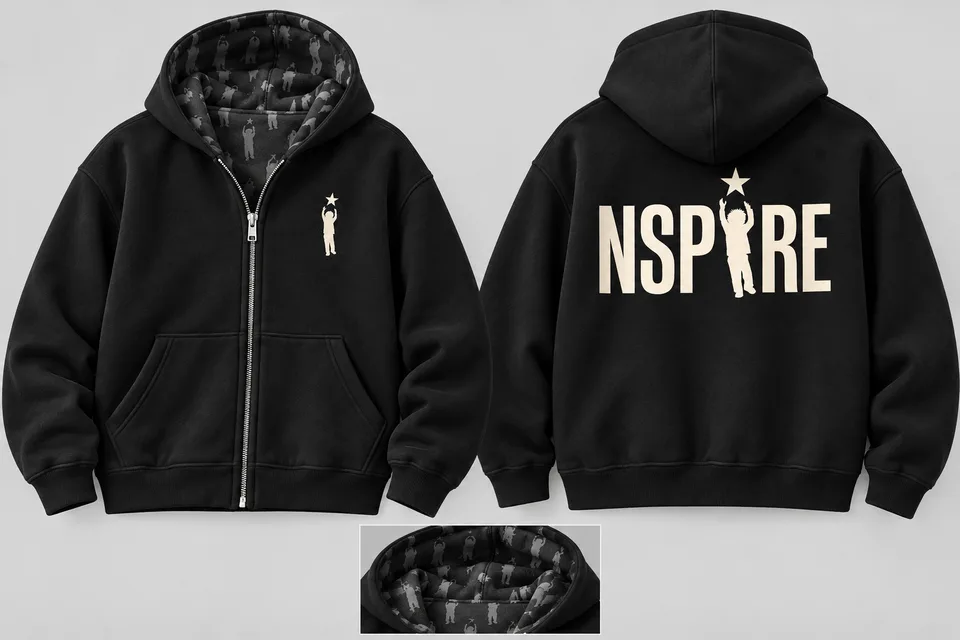 Hoodie Style 2 — Black — Black design mockup