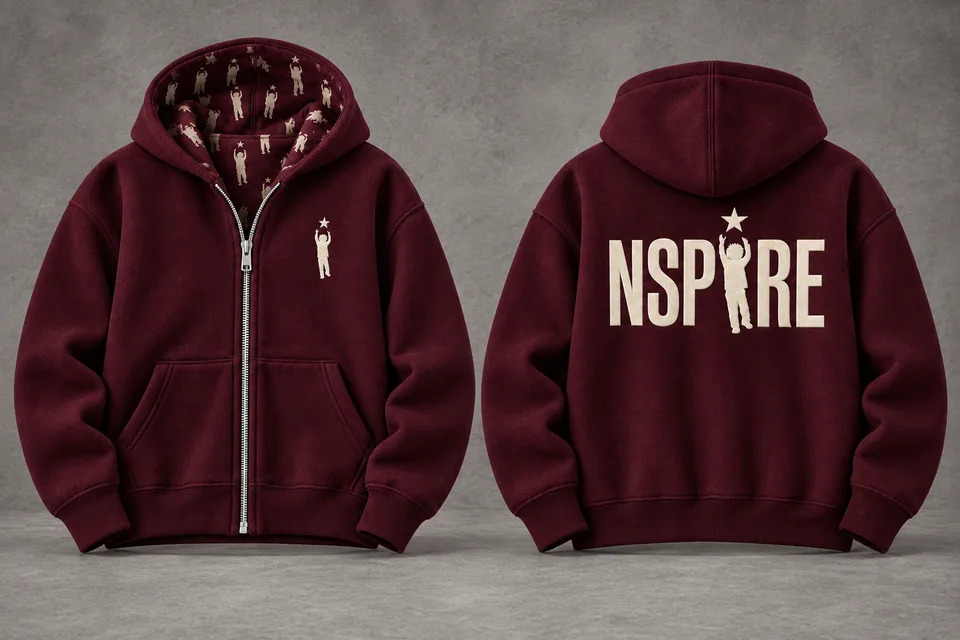 Hoodie Style 2 — Burgundy — Burgundy design mockup