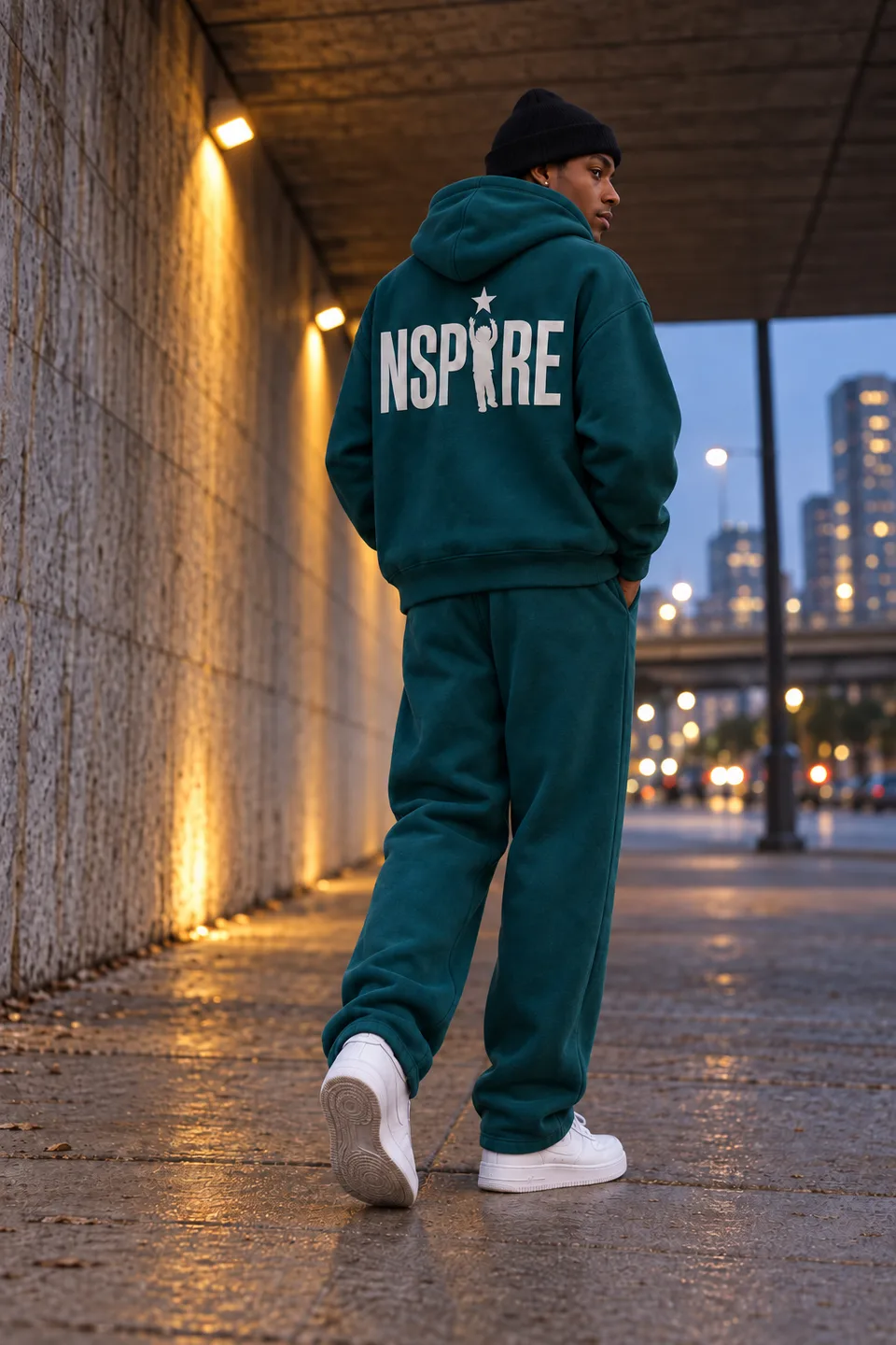 Teal Night Walk, Deep teal concept mockup
