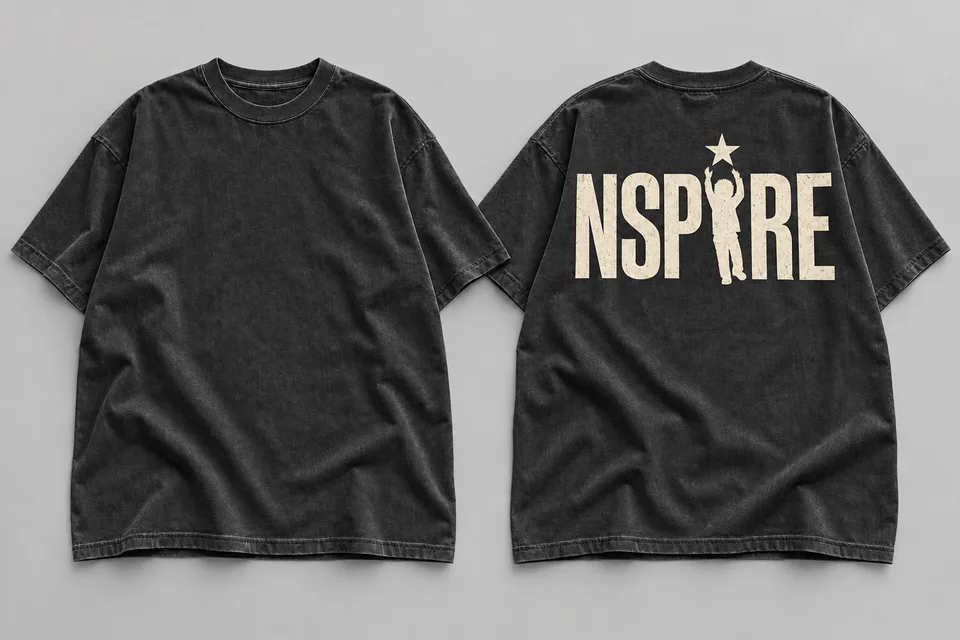 Signature Back Tee — Washed black, Washed black concept mockup