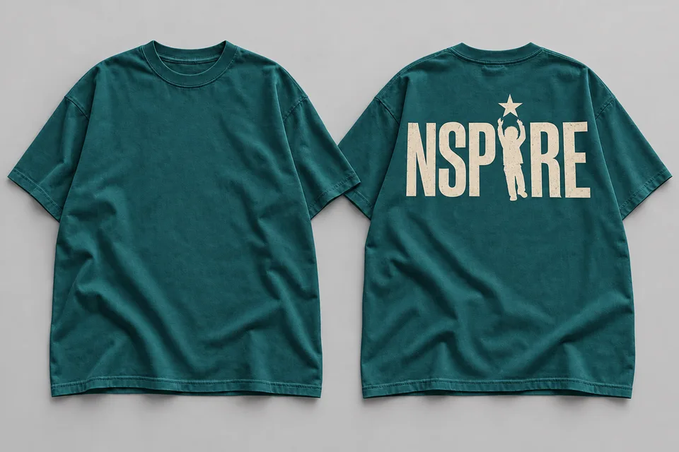 Signature Back Tee — Deep teal, Deep teal concept mockup
